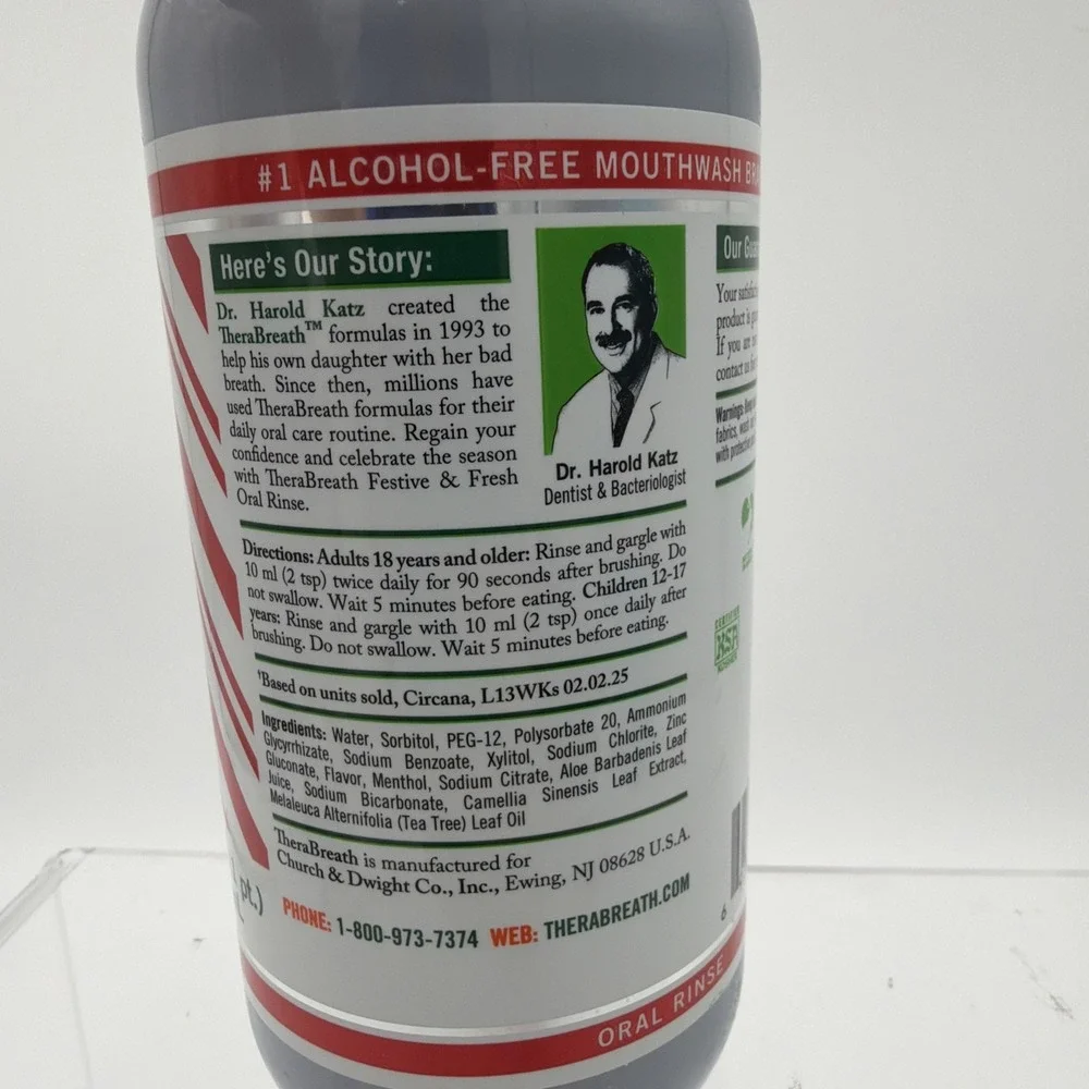 TheraBreath LTD EditionHoliday Festive & Fresh Oral Rinse, 16 fl‎ oz Peppermint